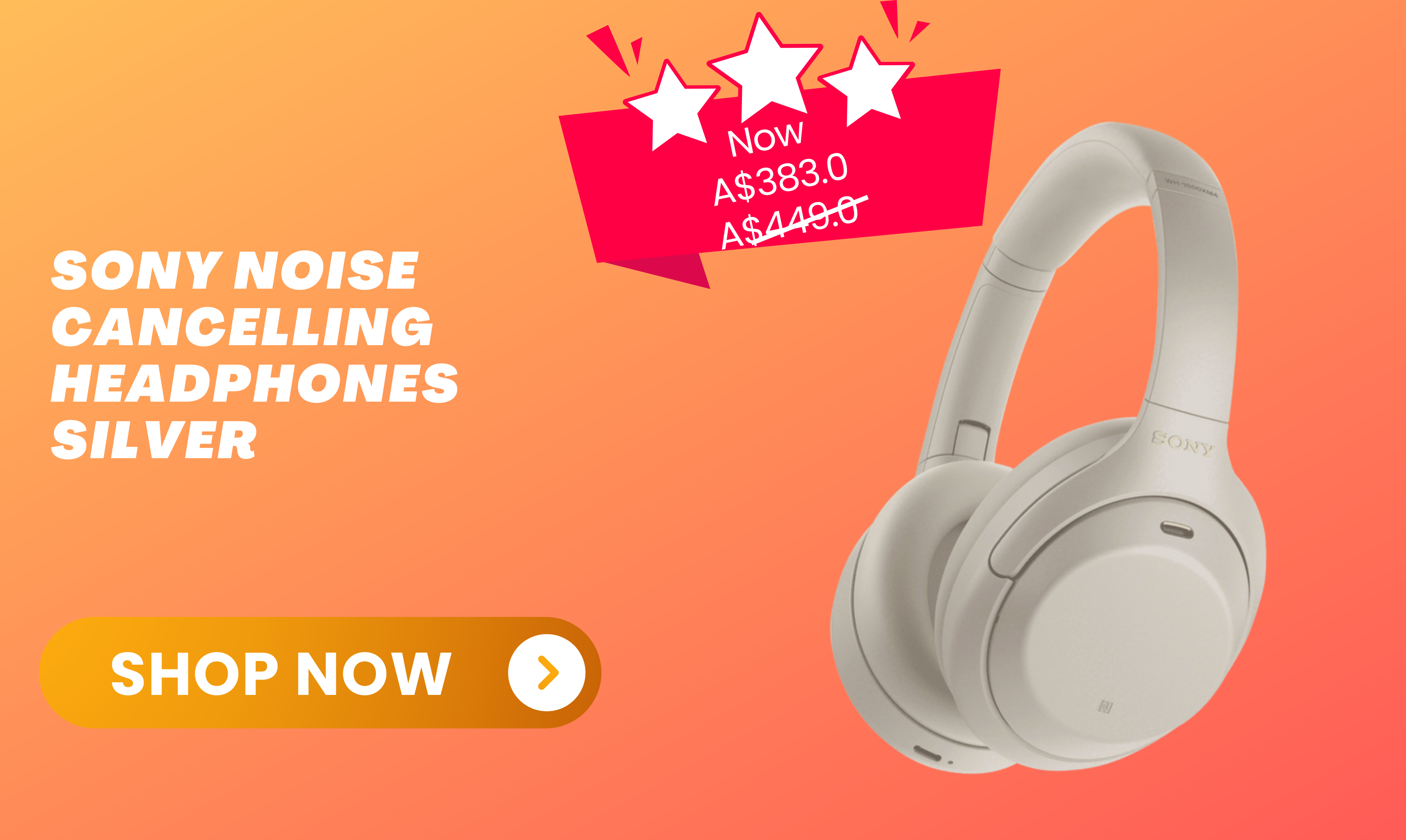 Sony Noise Cancelling Headphones Silver