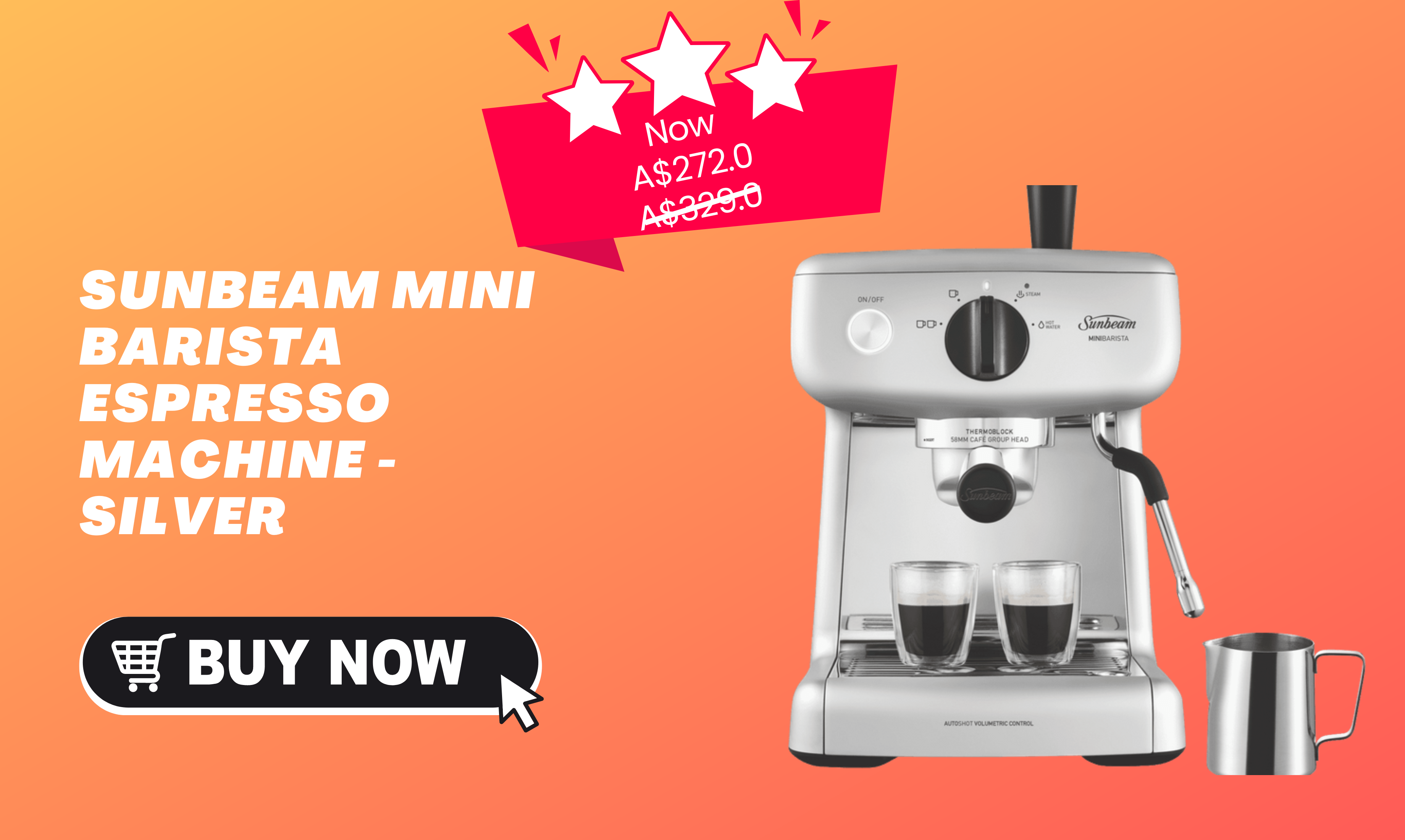 Sunbeam Mini Barista Espresso Machine - Silver (2)