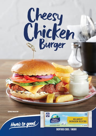 2372 Dairy Farmers Cheesy Chicken Burger Recipe Card A5-FA